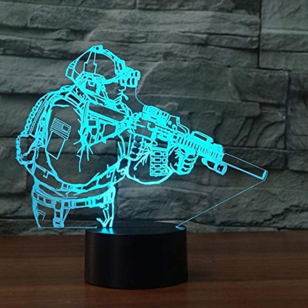 Snipergevär Optisk Illusion 3D LED Sensor Nattlampa med Smart Touch & USB 7 Färger Byt Atmosfärlampa för Jul Thanksgiving Dekoration