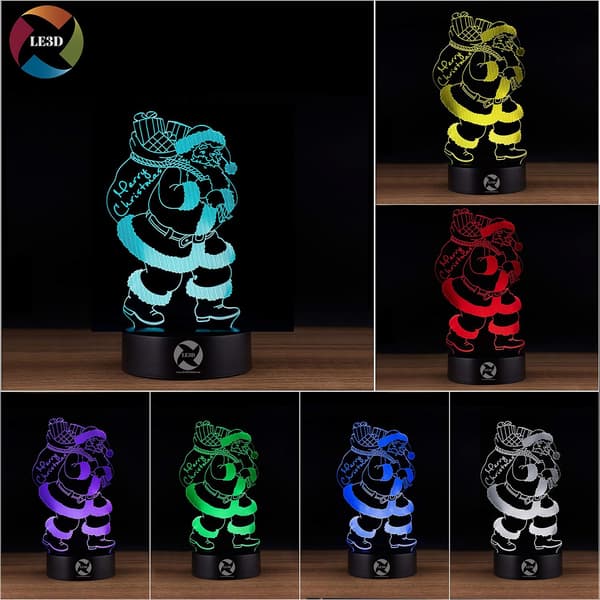 3D Optisk Illusions Natlampe - 7 LED Farveskiftende Lampe