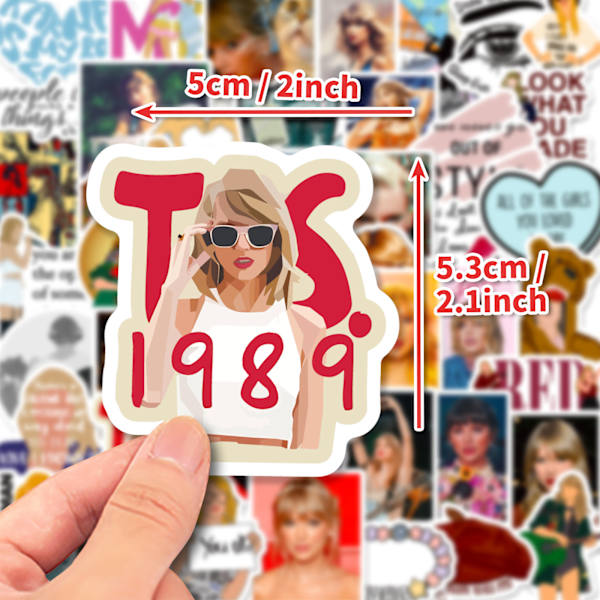 50 st Pop Singer Taylor Vinyl Stickers för tonåringar flickor, återanvändbara vattentäta klistermärken för vattenflaskor bärbara datorer 50pcs