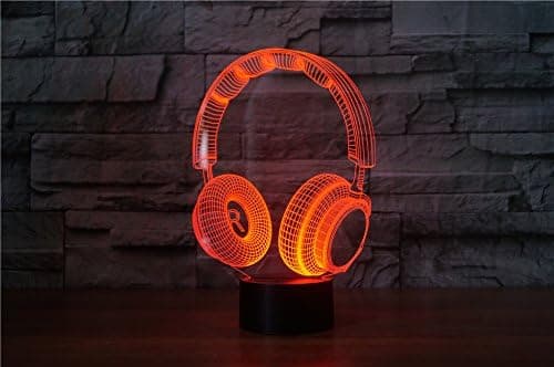 3D DJ Hodetelefon Headset Nattlys LED Berøringsbryter Dekor T