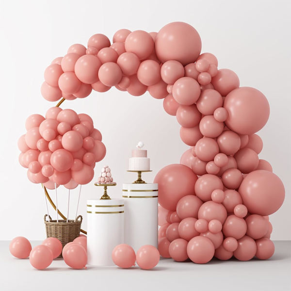 129 kpl retro-vaaleanpunaiset ilmapallot lateksiposket eri kokoja 18 12 10 5 tuuman juhlapallopaketti ystävänpäivään syntymäpäivään vauvakutsuihin häihin Retro Pink