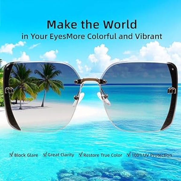Klassiske Trendy Firkantede Oversized Solbriller Dame Herre UV400 Store Designer Shades Grey Frame/Blue