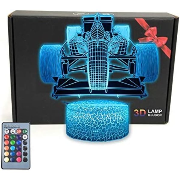 Bästa Sport Formula F1 Race Car Roadster 3D Illusion Lampa Dekoration Nattlampa med 16 Färger