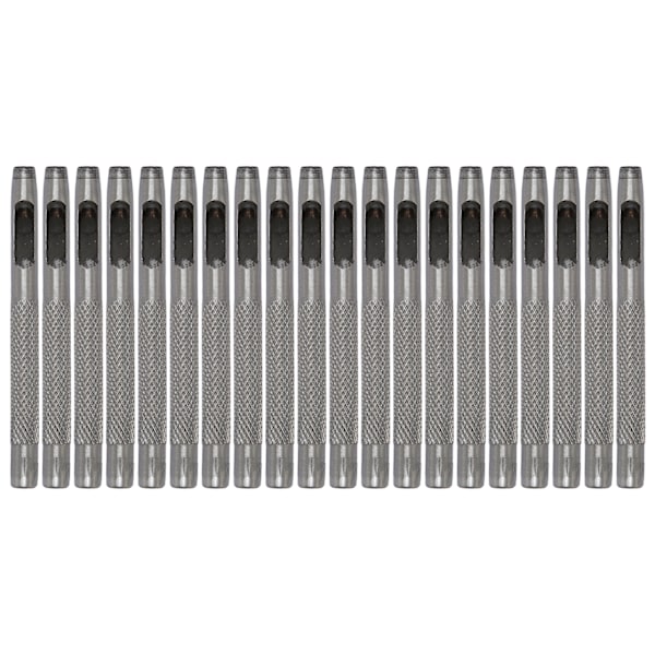 20PCS Lærhullsett Karbonstål Høy Hardhet DIY Hul Rund Hullsett Lærhullverktøy for Belte 4,5mm/0,18in