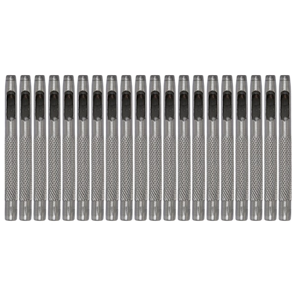 20PCS Lærhullsett Karbonstål Høy Hardhet DIY Hul Rund Hullsett Lærhullverktøy for Belte 4,5mm/0,18in