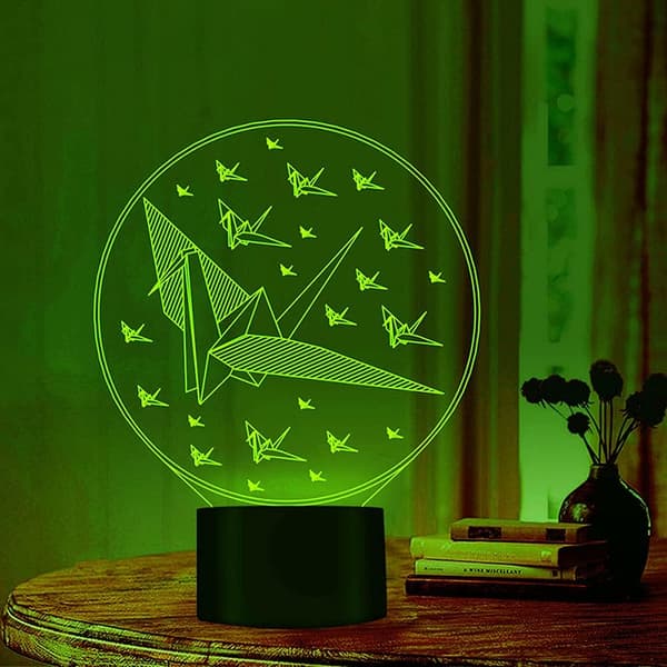 3D Papirtrane Nattlys Bord Skrivebord Optisk Illusjon Lamper
