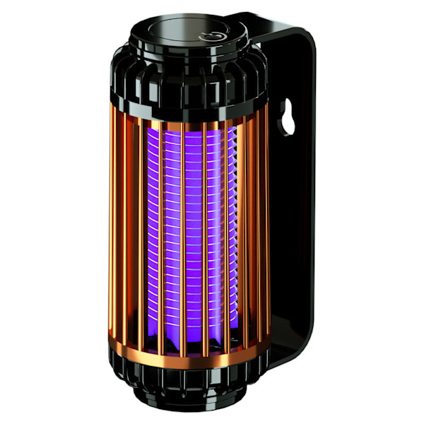 Elektrisk mygglampe med lav støy, fluefelle, veggmontert for innendørs og utendørs, oppladbar Black and Gold