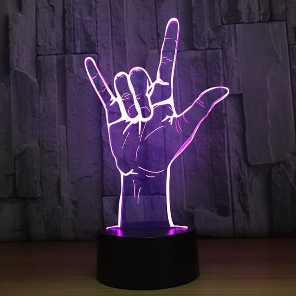 Natlampe 3D Led Jeg Elsker Dig Tegnsprog Natlampe USB