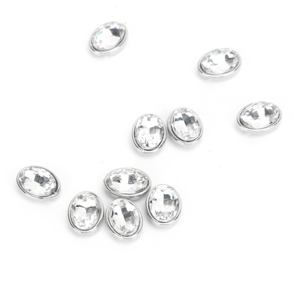 10 stk. klo rhinestone 10x14mm oval klofri kant ubeskyttet tøj tasker sko hatte håndsyede tilbehør (hvid)