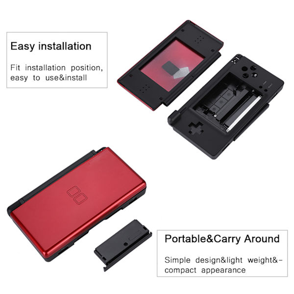 Full Repair Parts For Nintendo DS lite Replacement Kit Housing Shell Case (Rød)