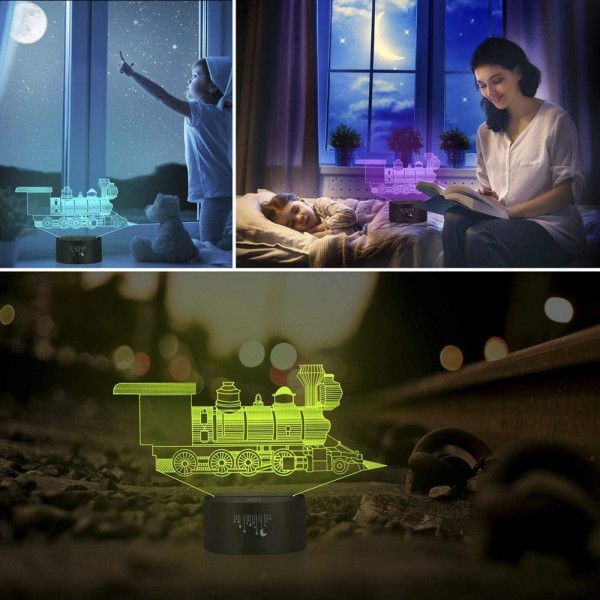 3D nattlampa, LED-lampa för barn, dinosaurieleksaker för pojkar, 7