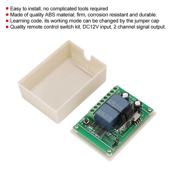 DC12V 2-kanals ABS-fjernkontrollbryter mottaker med 2 sendere kit