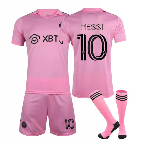 Miami Home and Away No.10 Lionel Messi International Major League Soccer Jerseys Set Vuxen Jersey(Strumpor ingår) Pink L