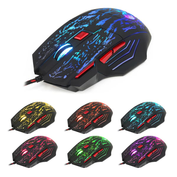 RGB baggrundsbelyst USB optisk computermus, 5-niveau DPI justerbar
