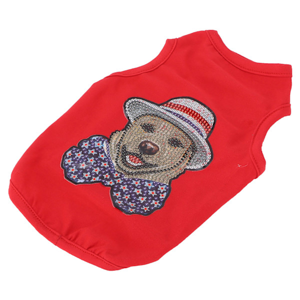 Hundeskjorte med Rhinestone-malede hundebeklædning Fashionable let hvalpesweatshirt til kæledyr, der bærer rød L