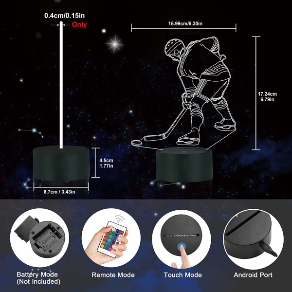 Ishockey nattlampa, Ammonite Hockey Player 3D lampa 16 Co