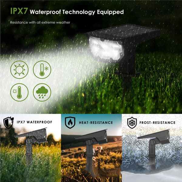 LED Solar Utendørslys, [2 Pakning] IPX7 Vanntett Landskap