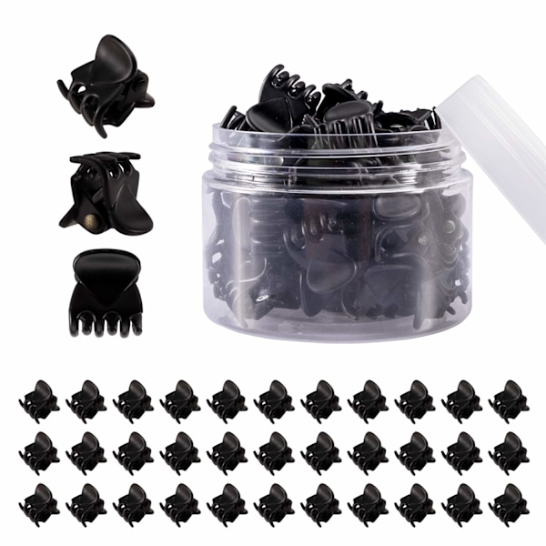 36 st svarta mini hårklämmor, perfekta för att designa barn- och vuxenfrisyrer, dekorationer, bullar, fästa lugg, starkt grepp, multifunktionsklämmor. Black