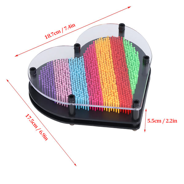 Pin Art Board 3D Tredimensionell Hjärtformad Regnbåge Klon Handmodell Nål Målning Handavtryck Dekoration