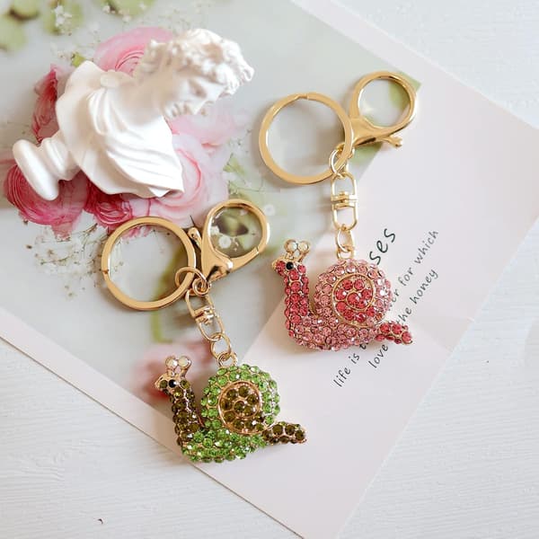 Søde dyre nøgleringe til kvinder Bling Rhinestone Charm Key R B