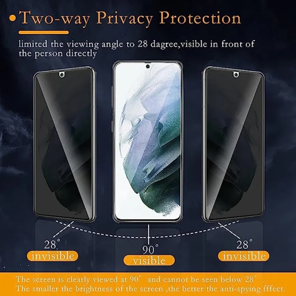 Sekretess Härdat glas Samsung Galaxy S22 Skärmskydd Anti Spy Fingeravtrycksupplåsning