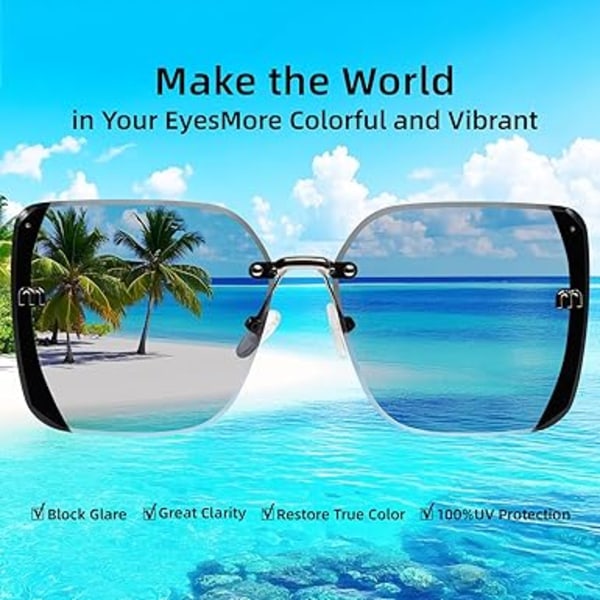 Klassiske Trendy Firkantede Oversized Solbriller Dame Herre UV400 Store Designer Shades Black Frame/Grey