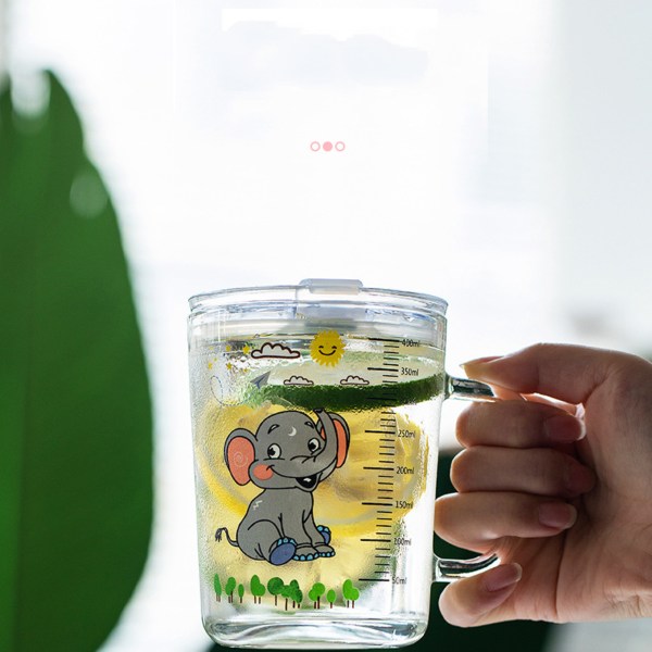 lesgos Kids Mælkekop med sugerør, 400ml gennemsigtigt glas Lea