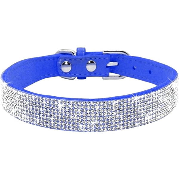 Rhinestone Hundehalsbånd, Sødt Blændende Funklende Blødt Ruskind Læder Hunde Kat Rhinestone Halsbånd Krystal Diamant Kæledyr Hundehvalp Halsbånd (S, Mørkeblå) Dark Blue S