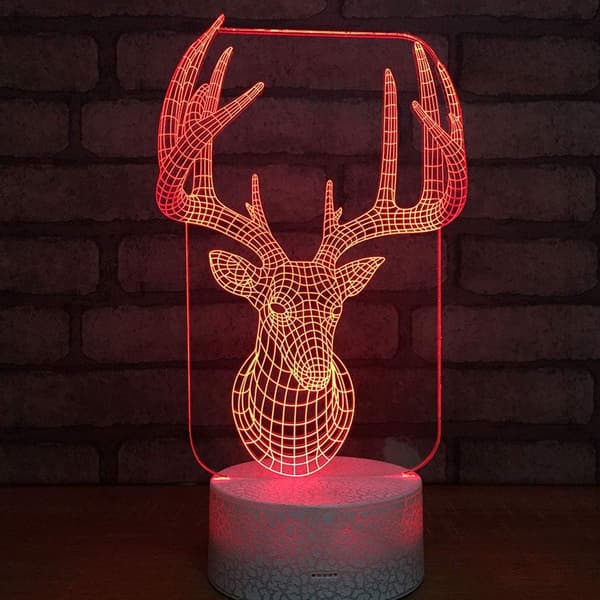 3D LED Hjort Optisk Illusion Sensor Nattlampa med Smart T