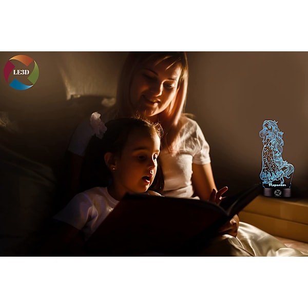 3D Optisk Illusions Natlampe - 7 LED Farveskiftende Lampe