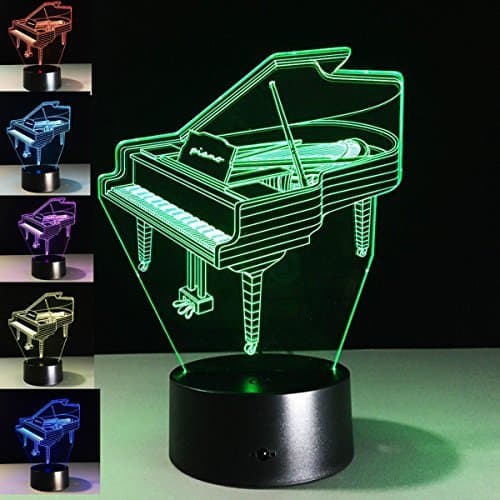 3D Piano Natlampe LED USB 7 Farveskift LED Bordlampe X
