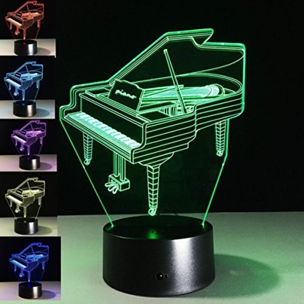 3D Piano Nattlampa LED USB 7 Färgförändring LED Bordslampa X
