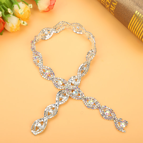 1 meter glitrende strassbåndskjede DIY-dekor 1,5 cm bredde (AB-rhinestone)