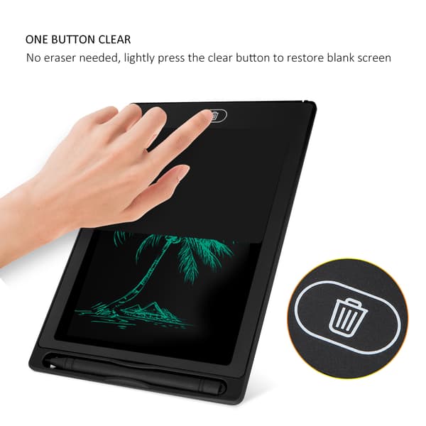 Bærbar LCD elektronisk skrivetablet Børnetegningstavle (12\" Sort med låseskærm+magnet)