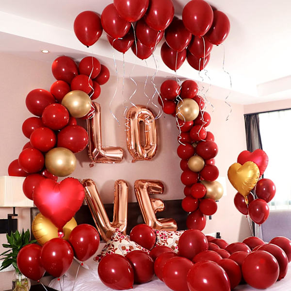 129 st röda ballonger i olika storlekar 18 12 10 5 tum för girlangbåge, premium röda latexballonger för födelsedagsfest bröllop Alla hjärtans dag babyshower Red
