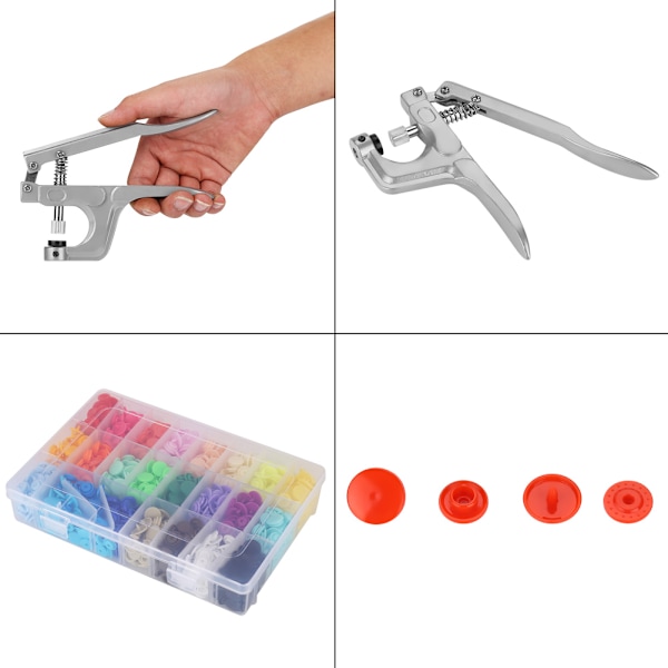 Festeklips tang knapp T-5 plast harpiks trykknapp stud klut bleie