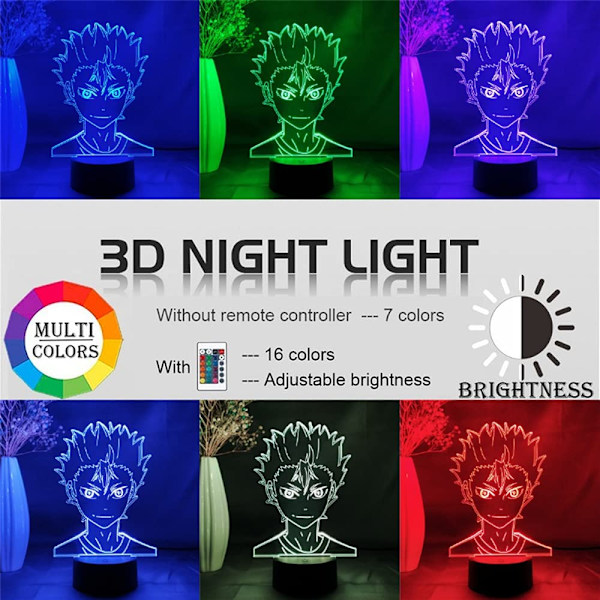 Haikyuu!! Yu Nishinoya Anime Nattlampa Anime Figur 3D LED