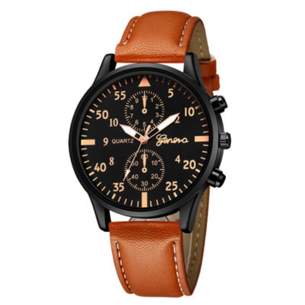 Miesten Retro Nahkaremmi Kellon Analogi Quartz Rannekellot Brown-2