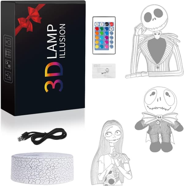 Halloween Town Gresskarkonge Jack Skellington 3D-illusjon Nattlampe