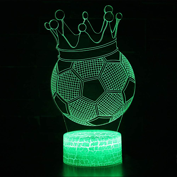 Natlampe Visuel Nyhed Berøringsknap 3D Led Bordlampe Nyhed USB Krone Fodbold Form Natlampe Børnebelysning Sovegaver