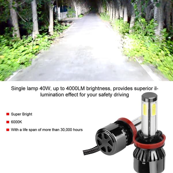 2 stk 80W Hvite LED-lykter for bil, LED-pærer for frontlys G7 for H8 H9 H11