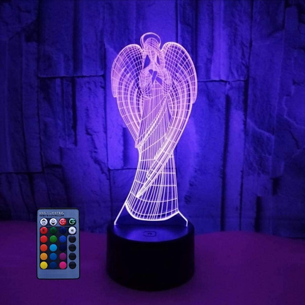 3D Angel Nattljus Illusion Lamp 7/16 Färgförändring LED Lam