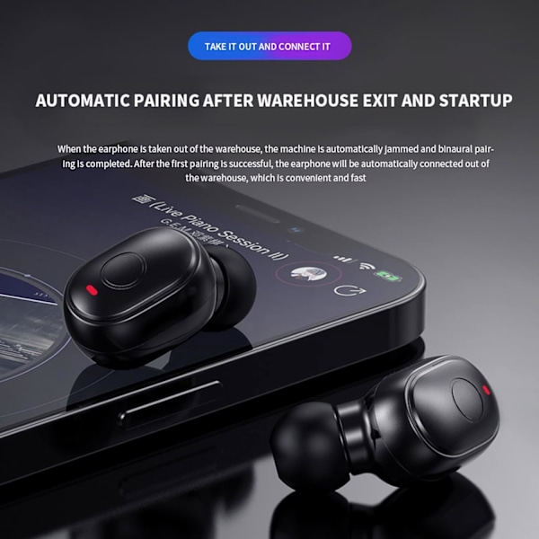 Ekte trådløse ørepropper, stereolyd med kraftig bass, Bluetooth-ørepropper med mikrofon, 35 timers spilletid USB C-ladeørepropper, Bluetooth-hodetelefoner for Black