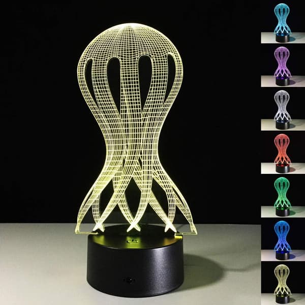 Optisk illusion af vandmand, 3D LED-sensor natlampe med Sm