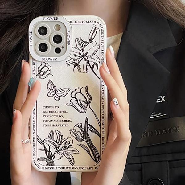 Kompatibel med iPhone12promax skyddande fodral franska blommor
