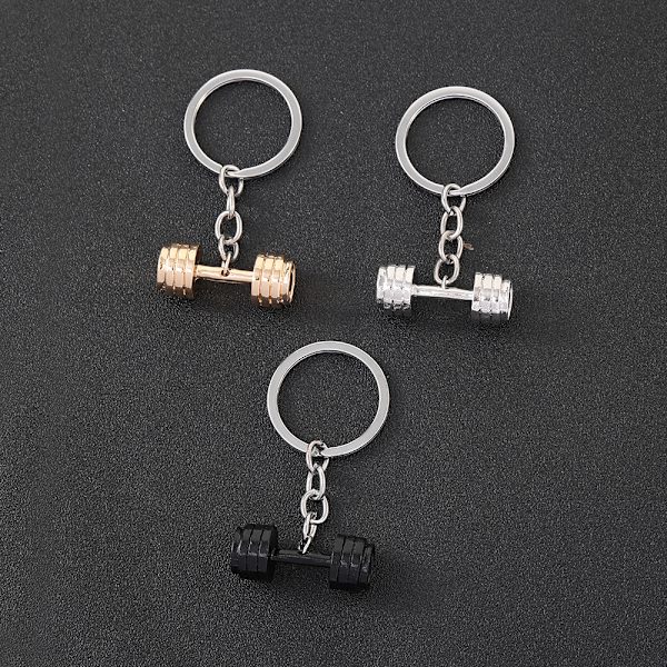 1 st miniatyrdumbbell i titanlegering, nyckelring för gym och fitness F
