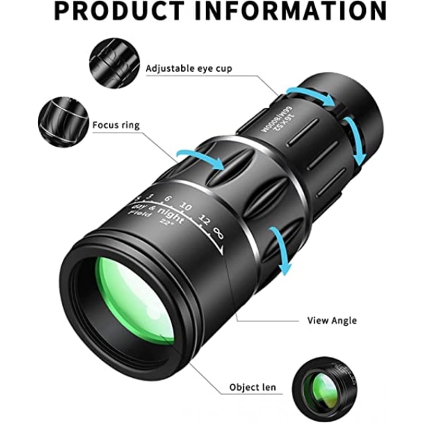 Monocular Telescope 16x52 with Night Vision, Monocular for Ad