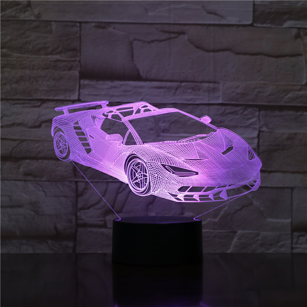 Kreativa bilar nattlampa, bil 3D optisk illusionslampa, Rac
