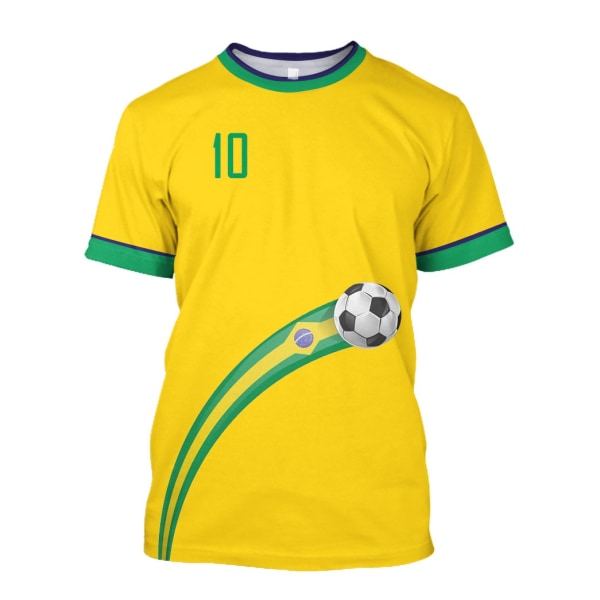 Brasilien Jersey Herr T-shirt O-hals Överdimensionerad Kortärmad Herrkläder 3D Tryck Brasiliansk Flagga Val Fotbollslagströja Q00114T S