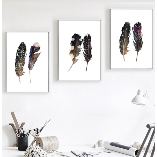 Feather Wall Art Canvas Print Poster, Simple Fashi 60x80cm